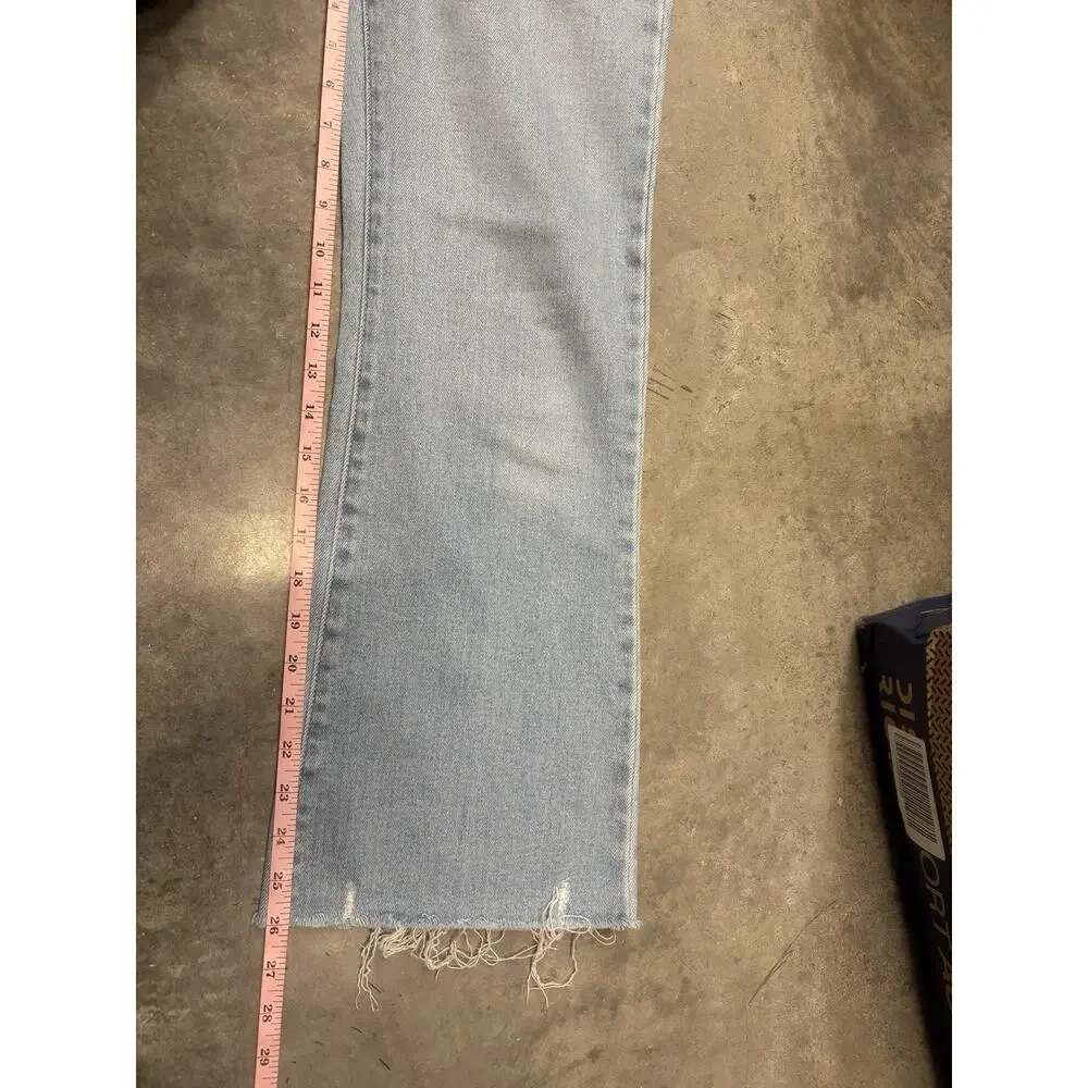 Just Black Denim Jeans High Rise Crop Kick Flare Bootcut Light Wash Raw Hem 28
